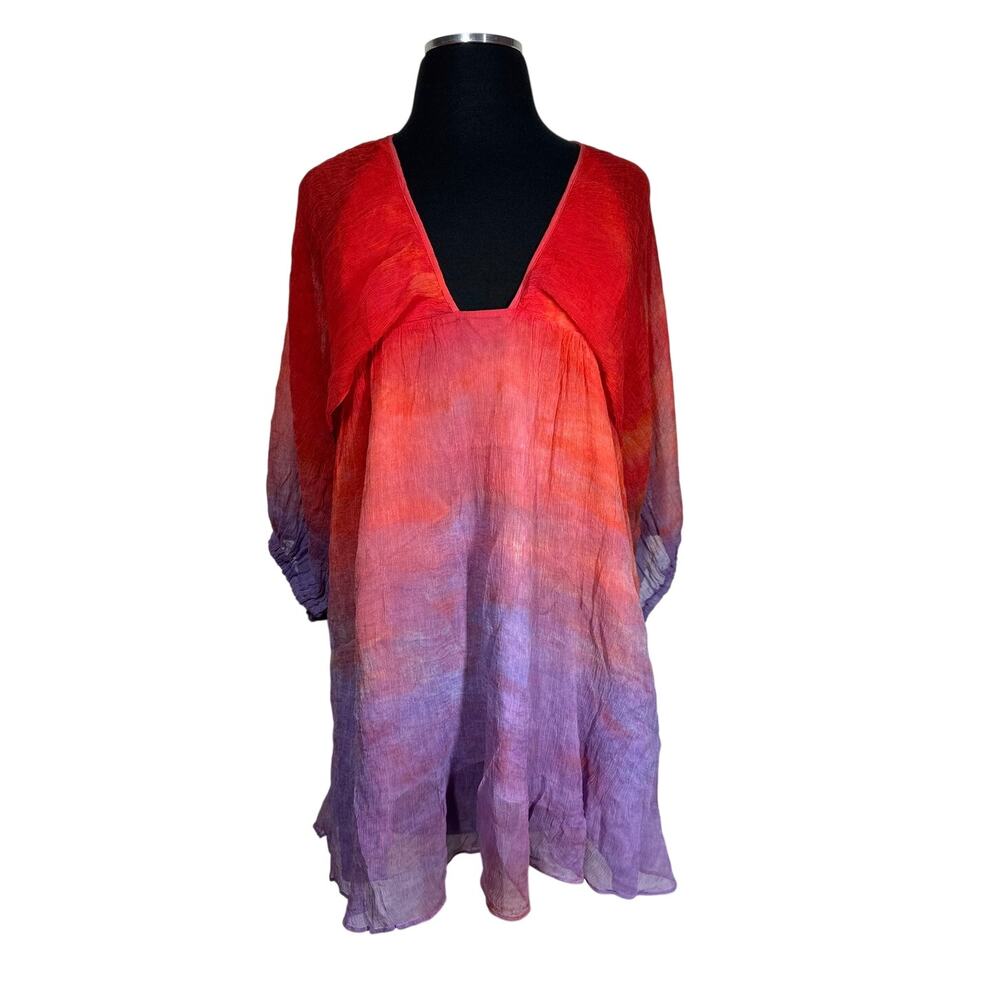 Jen’s Pirate Booty Electric Universe Silk Kaftan Tunic Dress M/L Tie Dye Boho